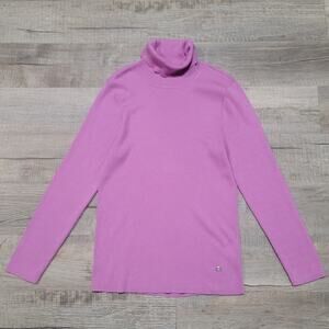 Ralph Lauren LRL Plus Size 1X Ribbed Cotton Turtleneck Sweater Purple Stretchy